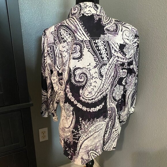 Chico's Jacket Womens Size 3 XL Paisley 3/4 Sleeves Pockets Lightweight Travel - Picture 7 of 9